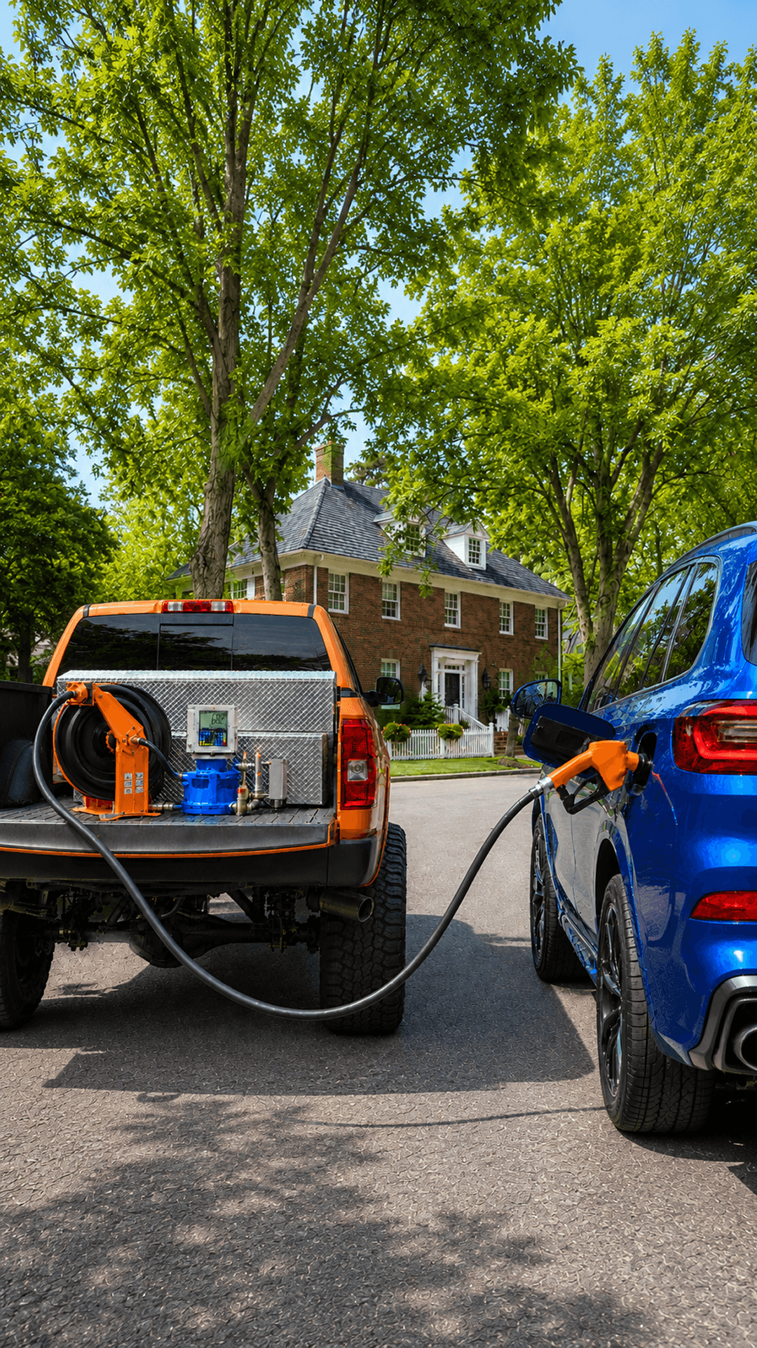 Pump'd mobile fuel delivery at a customer's vehicle in New Albany